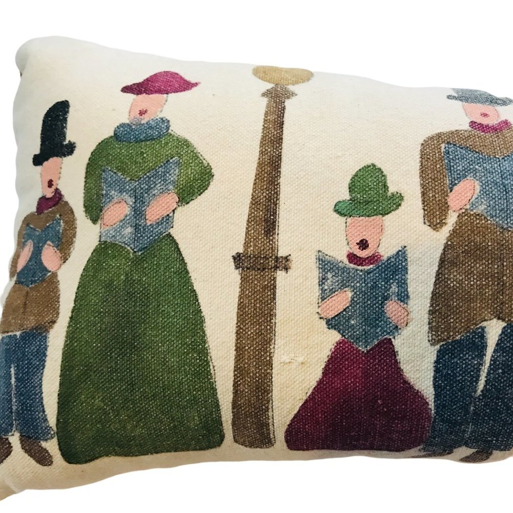 Christmas Handmade Pillow Carolers Painted by Sidney Johnson  Vintage - Picture 2 of 6